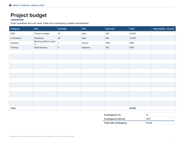 Preview of Project Budget Workbook Template